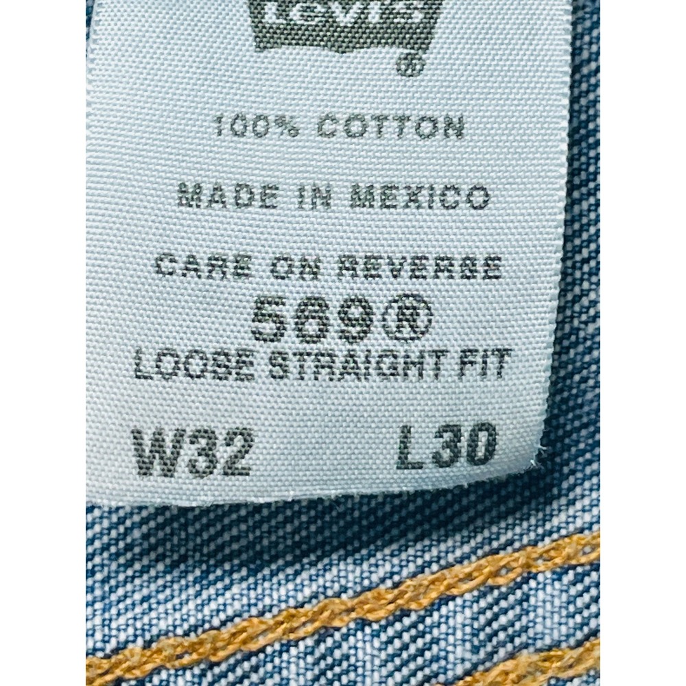 Levi's 569 Loose Straight Jeans Mens 32x30 Medium Wash Blue Y2K Baggy Denim - Picture 6 of 14